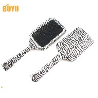 Fashion Zebra-Stripe Big Square Shape Cushion Paddle Hair Brush