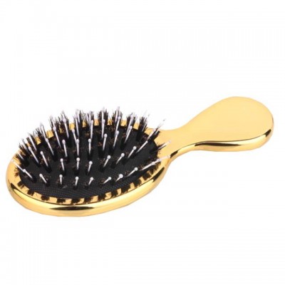 Custom Logo Mini Plating Nylon  Boar Bristle Detangle Plastic Hair Brush Boar Baby Comb Brush