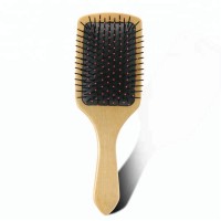 Grass Tree Wooden Nylon Teeth Square Paddle Brush Massage Hair Brush