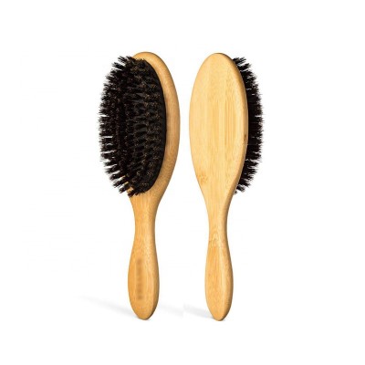 High Quality Hot Wooden Bamboo Bristle Hairbrush With Detangle Pins Eco-Friendly Bamboo Paddle Brush Wood Bristle Brush